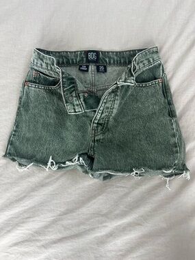 BDG Washed Green Denim Cutoff Shorts